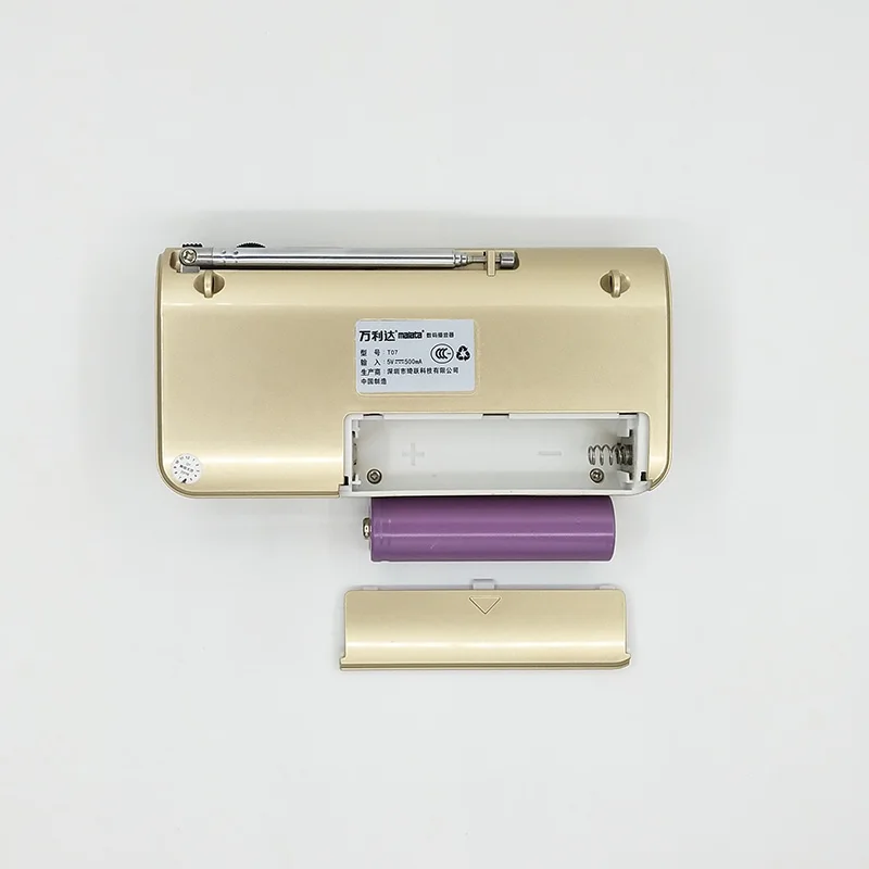 gold with battery FM частота 70 МГц~ 108 МГц мини FM радио динамик TF USB MP3 плеер светодиодный фонарь, гарнитура 18650 перезаряжаемая - Цвет: gold with battery