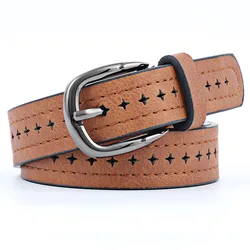 New Punching PU Leather Belts for Women Fashion Retro All Match Alloy Pin Buckle Pants Ladies Belt Skinny Adjustable Waistband