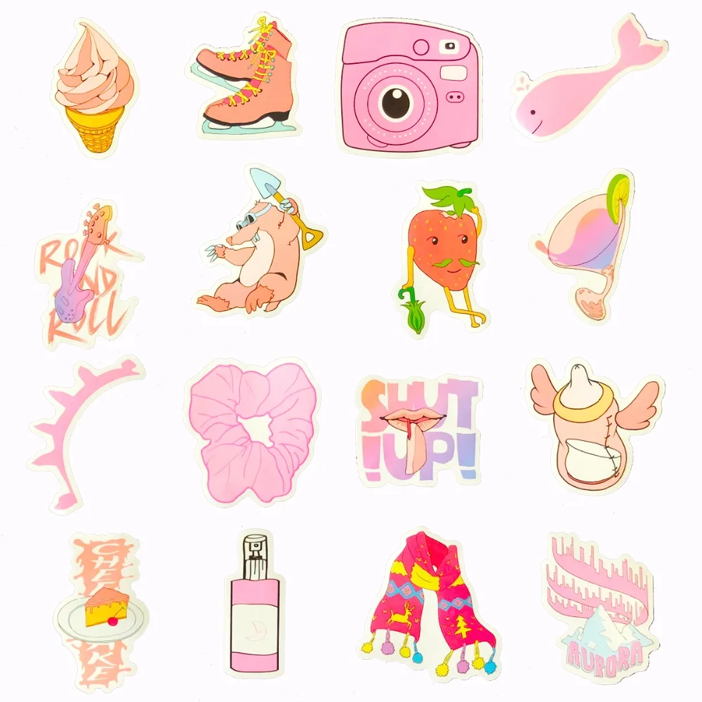 35 шт. синий/розовый/желтый мультфильм VSCO девушка стикер игрушка DIY портативный чемодан велосипедный шлем автомобиля стикер водонепроницаемый стикер s