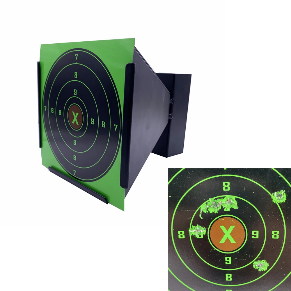 Piège à plombs entonnoir noir 17cm avec 20 cibles carton épaisses réactives - kit entraînement complet
