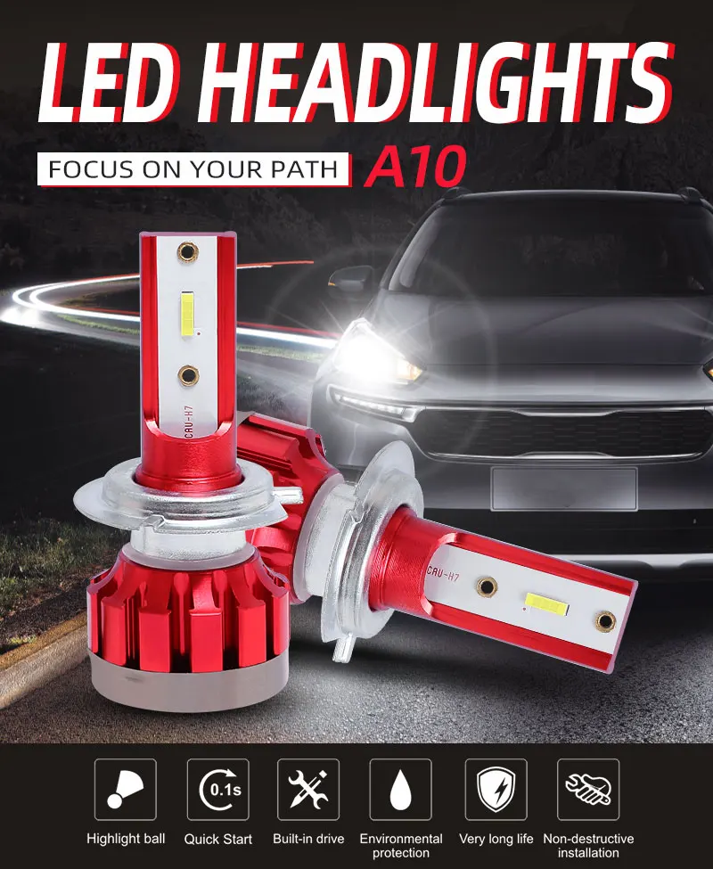 

1 Pair 6000K H4 LED H7 H1 HB4 H11 HB3 CSP Chip Car Headlight Bulbs 72W 12000LM Car Styling 9005 9006 LED Headlight Bulbs