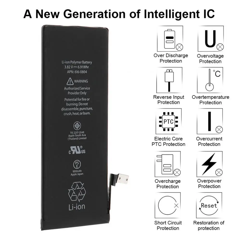 Подлинный сменный аккумулятор 3,82 V 1810mAh подходит для iPhone 6 батарея+ мобильный телефон разборка инструмент Ремонтный комплект