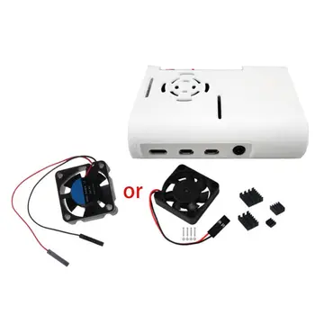 

ABS Plastic Case Protective Cover Enclosure with Cooling Fan Heatsinks for Raspberry Pi 4 Model B Kit Accessories