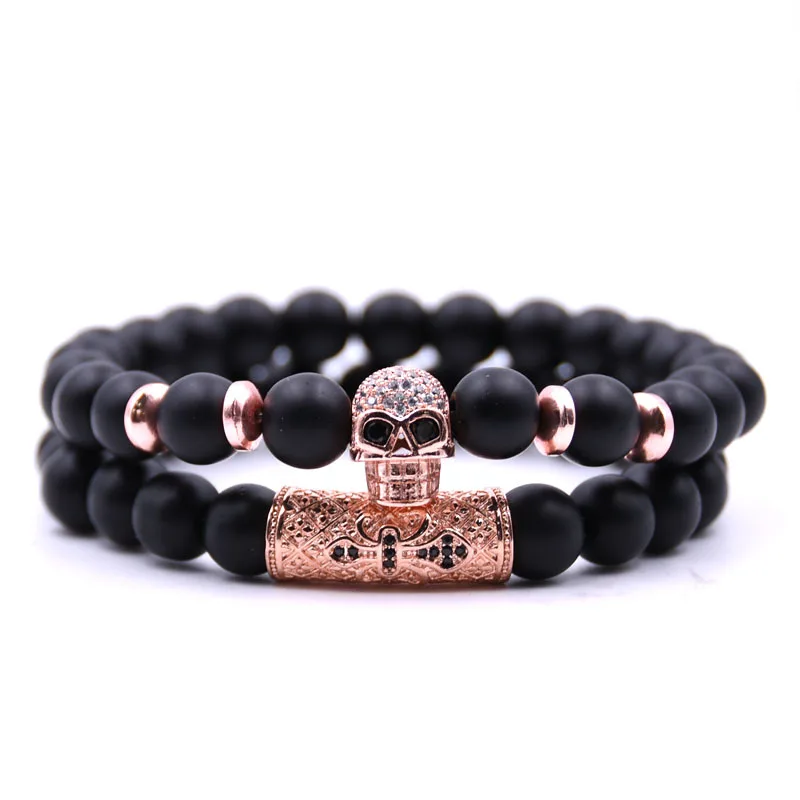 Matte Black Onyx Bracelet, Bracelet Stack, Skull Bracelet, Gift For Him, For Him, Men's Bracelet, Men's Jewelry, Black Matte Black Onyx Bracelet, Bracelet Stack, Skull Bracelet, Gift For Him, For Him, Men's Bracelet, Men's Jewelry, Black