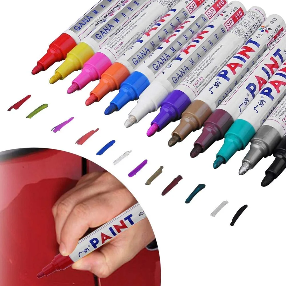 

12 colors Waterproof Car Tyre Tire Tread CD Metal Permanent Paint Marker Graffti Oily Marker Macador Caneta Stationery