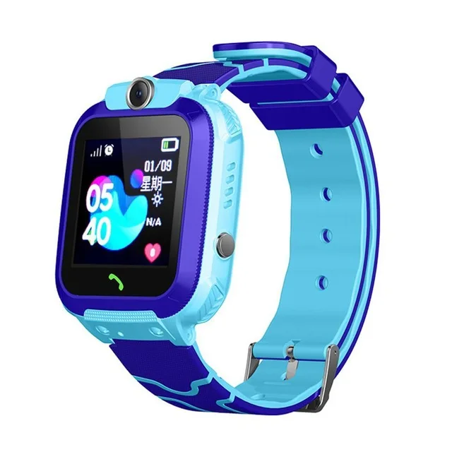 Детские Смарт-часы, телефон, водонепроницаемые, SOS, позиционирование, вызов, sim-карта, Детские умные часы, gps, сенсорный силикон, для мальчиков и девочек - Цвет: Blue