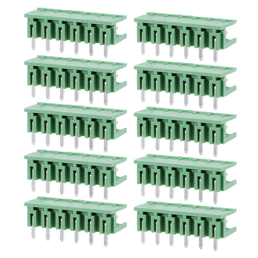 

uxcell 10Pcs AC300V 15A 5.08mm Pitch 6P Flat Angle Needle Seat Insert-In PCB Terminal Block Connector