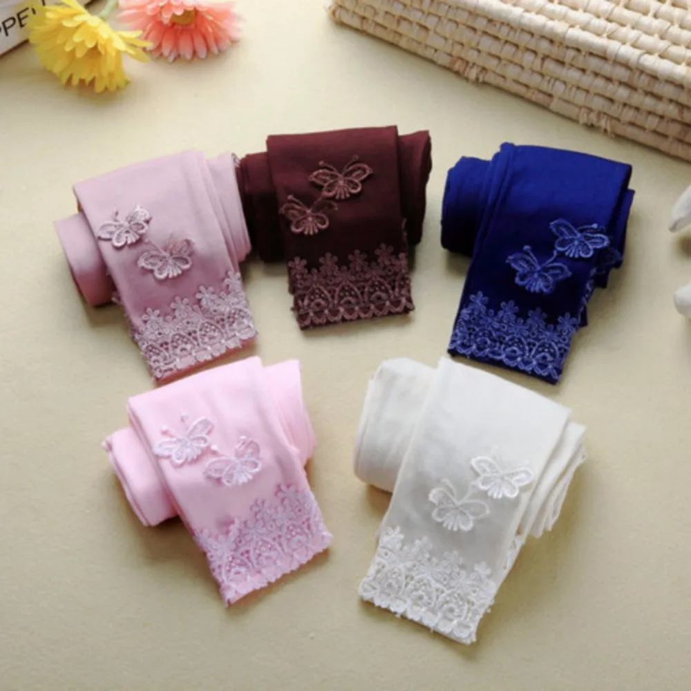 

Spring Autumn Kids Girls Pants Casual Solid Color Cotton Comfortable Butterfly Decoration Warm Stretchy Leggings Toddler Trouser