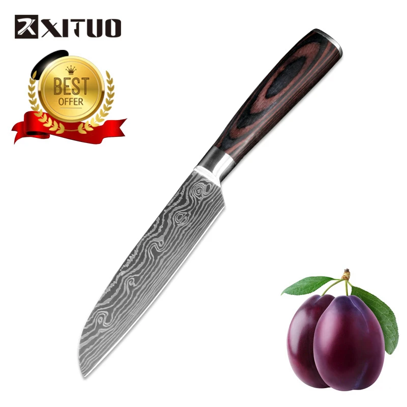 

XITUO Sharp Japanese Kitchen Knife 5 Inch Fruit Paring Knife High Carbon Steel 7Cr17Mov Slicing Knives Utility Knife Multi Tools