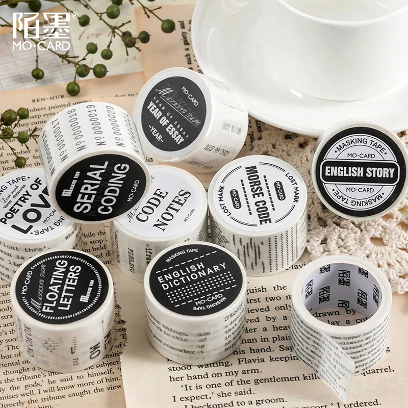 Cinta adhesiva decorativa de la serie inglesa, cinta Washi de 3cm de ancho, para manualidades, álbum de recortes, pegatina, artículos de papelería con etiquetas