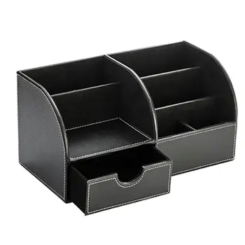

Desktop Multi-Function Storage Box Leather Pen Holder Creative Office Stationery Box Storage Consolidation Box
