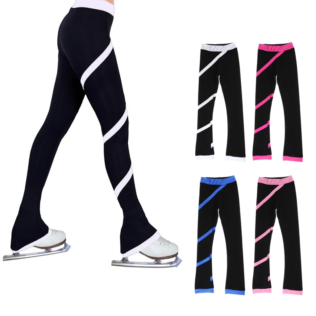 Adult Kids Ice Skating Pants Figure Skate Trousers Tights Legging with Fleece Lining Skate Training Tights Activewear Equipment