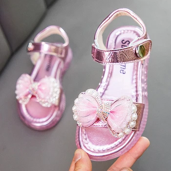 

Girls Party Shoes Princess Shoes Glitter Leather Kids Sandals Hook&loop Rhinestones Shoes For Girls Children Summer Shoes