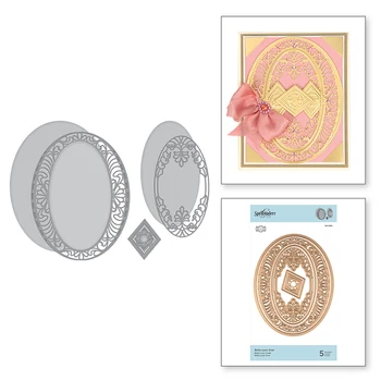 

2020New Lace Pattern Oval Frame Metal Cutting Dies Scrapbooking For DIY Background Decorative Paper Embossing Stencil Card Stamp