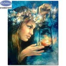 Лампа девушка фото на заказ Алмазная Вышивка Полный Круглый Кристалл Алмазная Картина Вышивка крестом Алмазная мозаика наборы подарок на день рождения