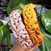 Модные корейские стразы, повязка на голову, простая завязанная петля для волос, для женщин и девушек, повязка на голову, модный головной убор, ювелирные изделия для волос, аксессуары F0881