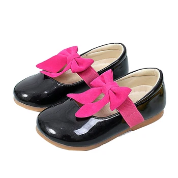 

Girls Children White Pink Bowknot Wedding Dress Princess Shoes For Kids Girls Newest Spring 2018 Slip On Patent Leather Shoes 35