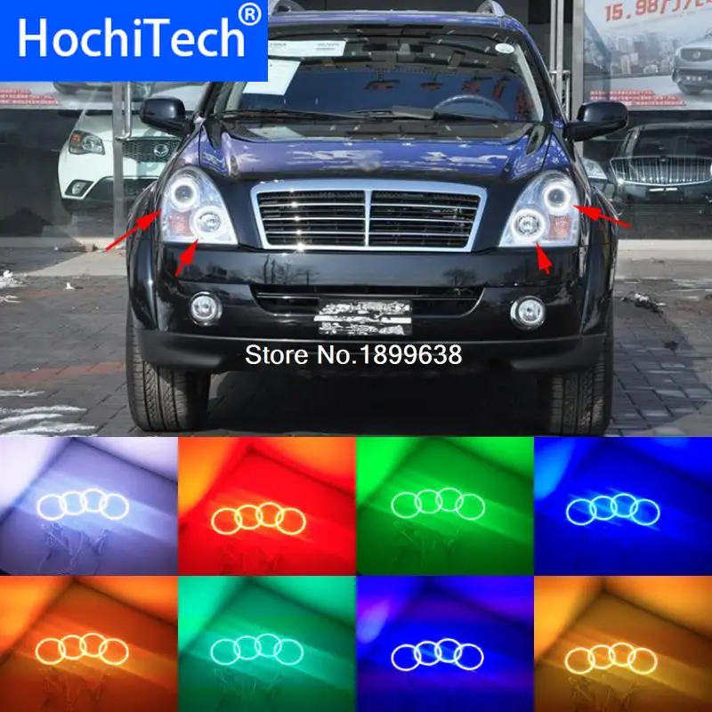 

Super bright 7 color RGB LED Angel Eyes Kit with a remote control car styling for Ssangyong Rexton 2006 to 2011