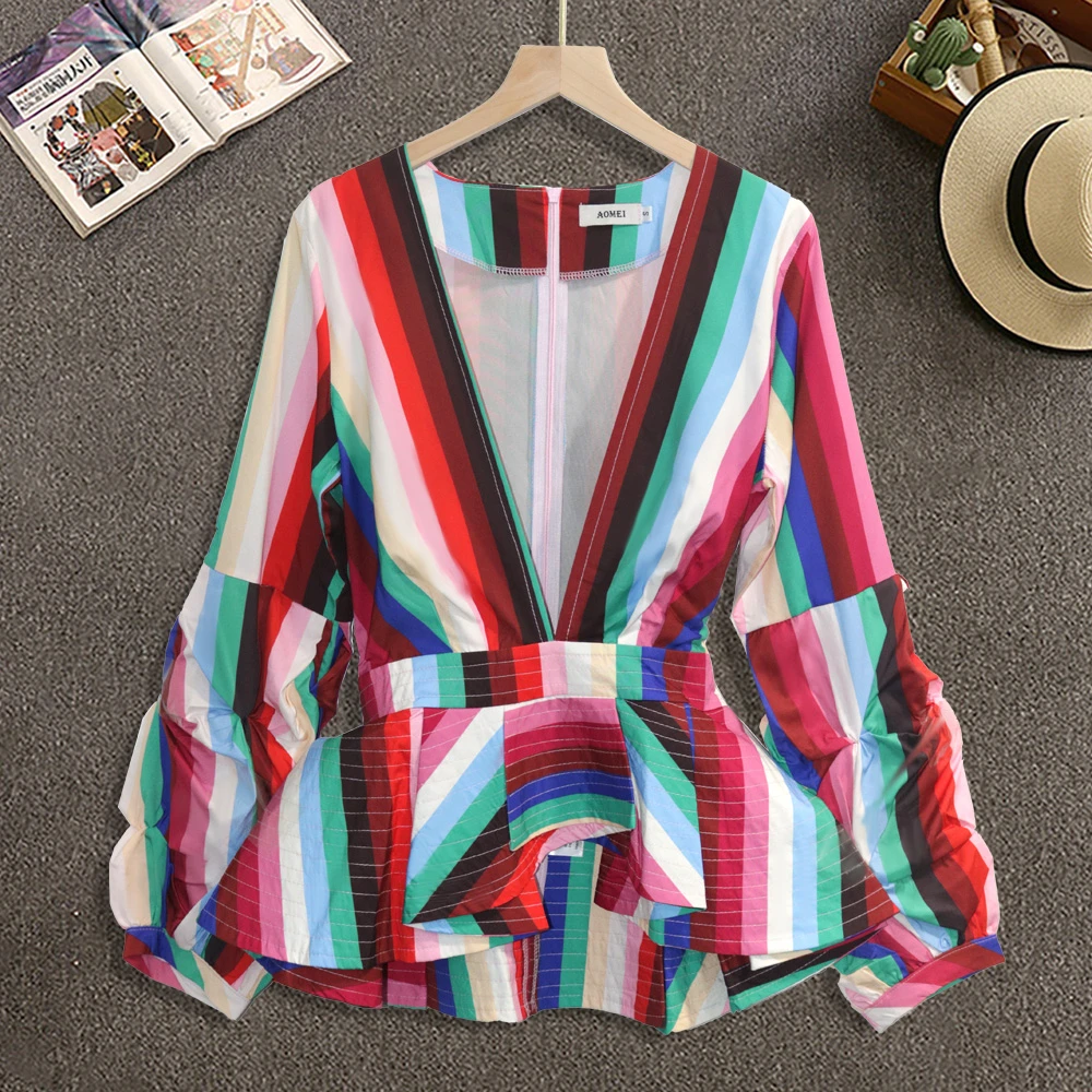 rainbow peplum top