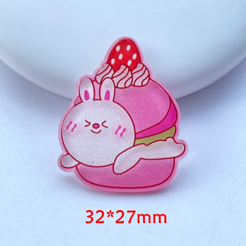 10 / 20 PCS New Cartoon Kawaii Doughnuts, Rabbits, Ice Cream, Acrylic Flat DIY Crafts, Mobile Phone Decoration Accessories B21
