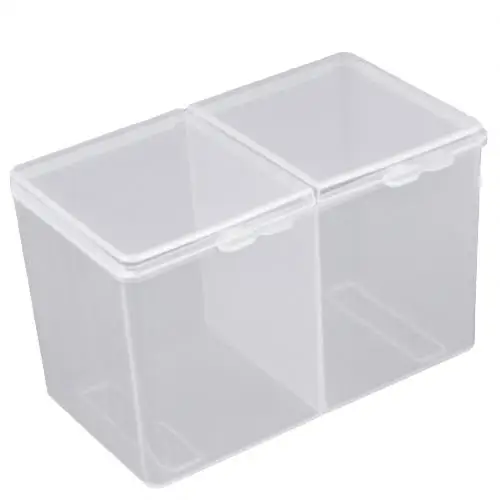 Translucent Полупрозрачный 2 сетки хлопковый коврик пластиковый ватный тампон держатель для хранения коробка чехол для дизайна ногтей инструмент органайзер для макияжа - Цвет: Translucent