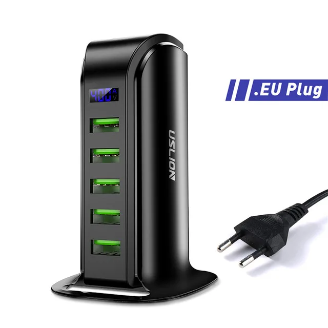 5 портов USB зарядное устройство концентратор Быстрая зарядка 3,0 светодиодный дисплей мульти usb зарядная станция мобильный телефон Настольный настенный домашний телефон адаптер