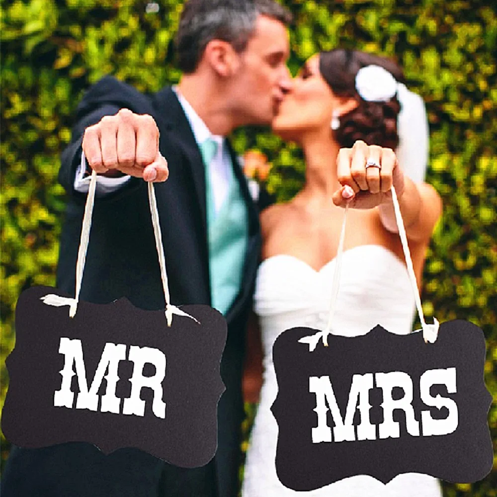 

2Pcs/Set Mr&Mrs Letter Garland Banner Photo Booth Pros Wedding party favor Decoration Wedding Chair Signs Decoration Photo Props