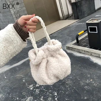 

[BXX] Faux Fur Crossbody Bags For Women 2020 Solid Color Winter Cute Shoulder Messenger Bag Lady Warm Handbags a245
