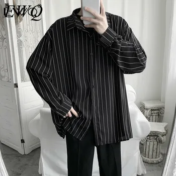 

EWQ New Arrival Men Stripe Shirts 2020 Spring Men Long Sleeve Loose Shirt Male Oversized Top Shirt Sun Protection Clothing HD371