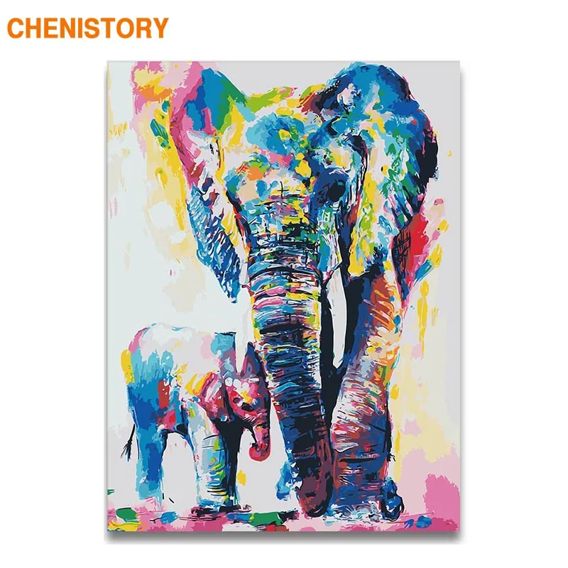

CHENISTORY Frame Picture By Numbers Animals Diy Painting By Numbers Kit Elephant Wall Art Picture Handpainted For Home Decors