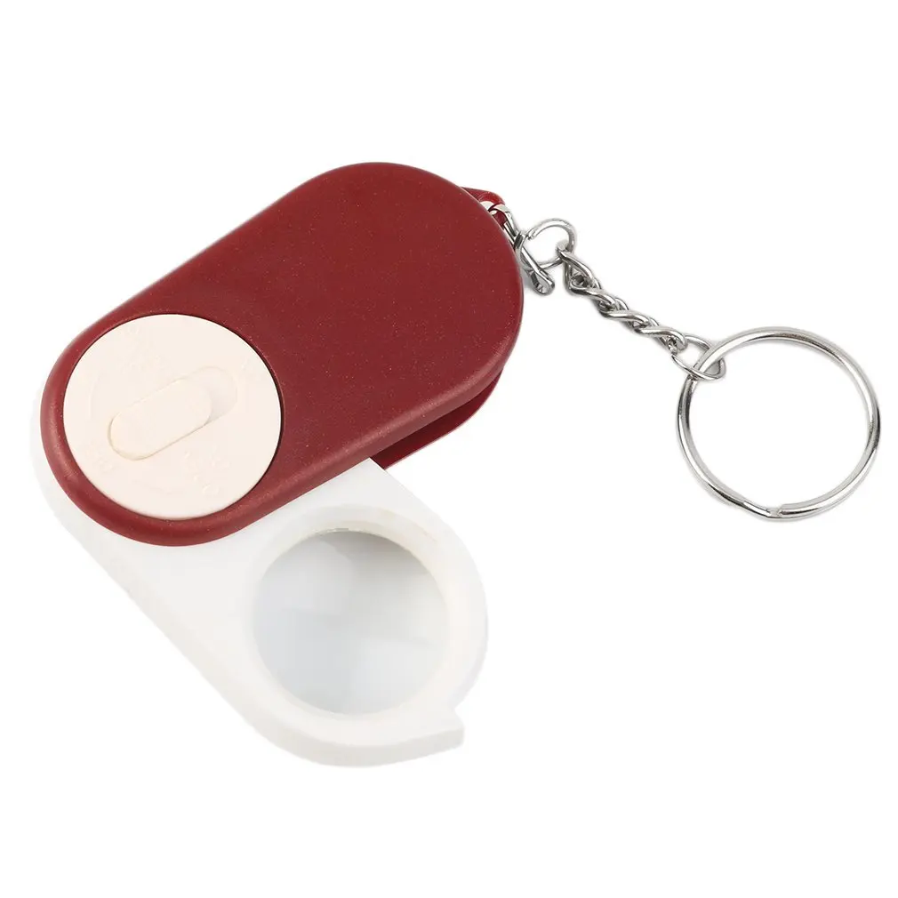 

Brown Rotatable With Keychain Pocket Latest Folding LED White Light 10X Loupe Magnifier Magnifying Glass Jewelry