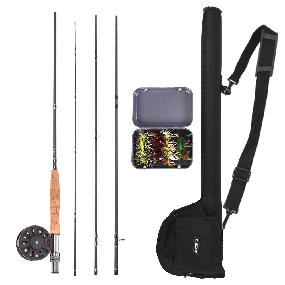 9' Fly Fishing Rod and Reel Combo with Carry Bag 20 Flies Complete Starter D4B2 