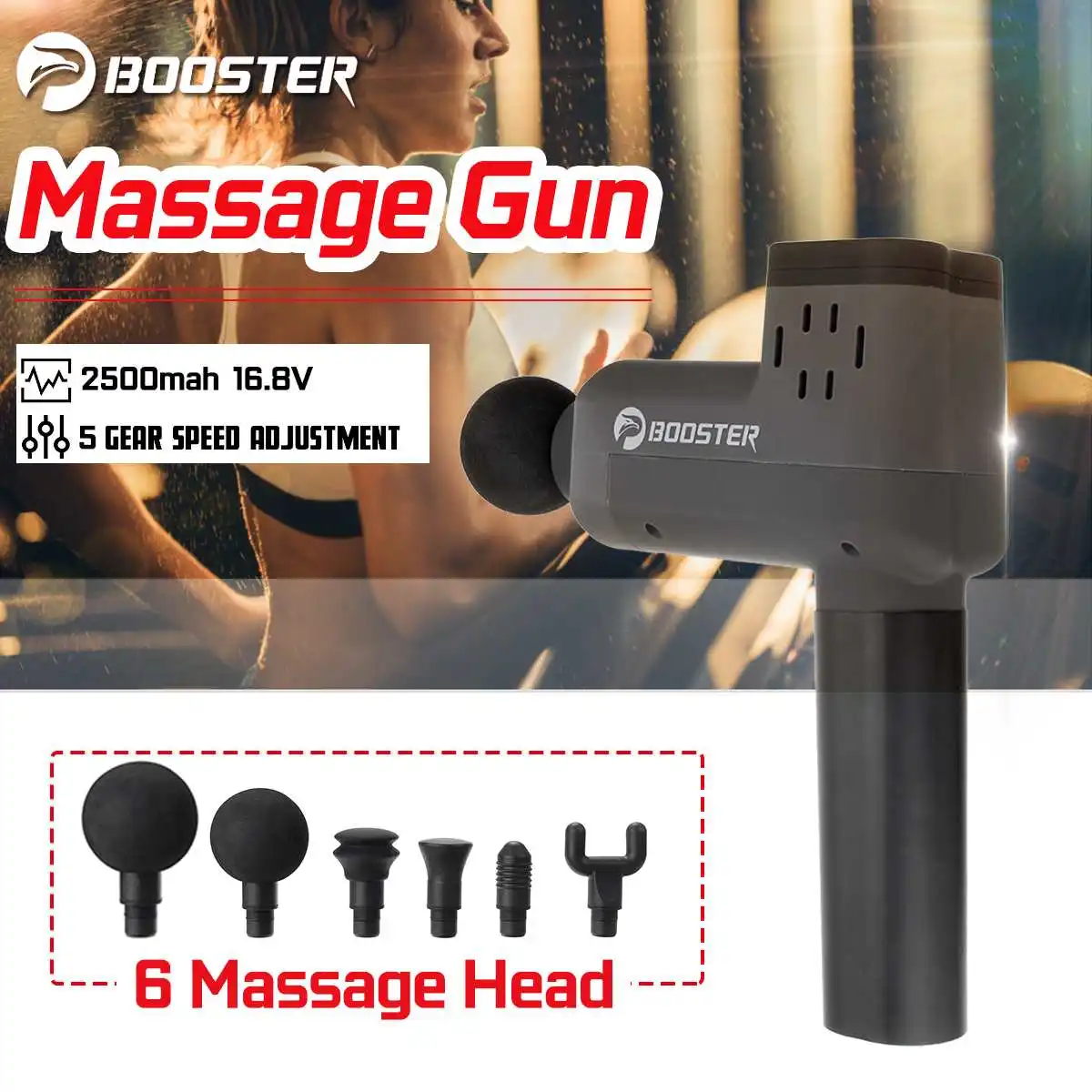 

2500mah Booster Pro 2 Tissue Massage-Gun Percussion massager Deep Muscle Stimulator Therapy-Gun Relief Pains 6 speeds Relaxation