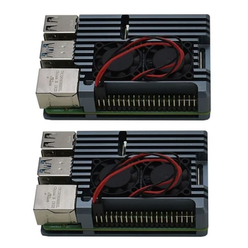 

for Raspberry Pi 4 Model B 2G RAM Kit with Gray Aluminum Alloy Protective Case Dual Fan Cooling 5V 3A Power for Raspberry Pi 4B