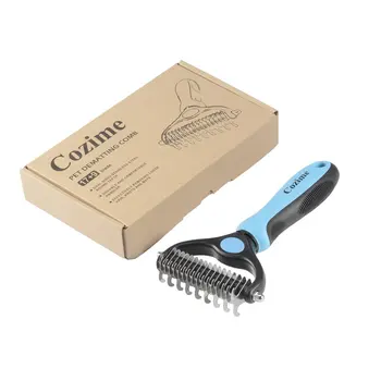 

COZIME Durable Removeing Hair Knot Mat Dual Sided Stainless Steel Round Teeth Grooming Comb Tool Pet Dematting Comb