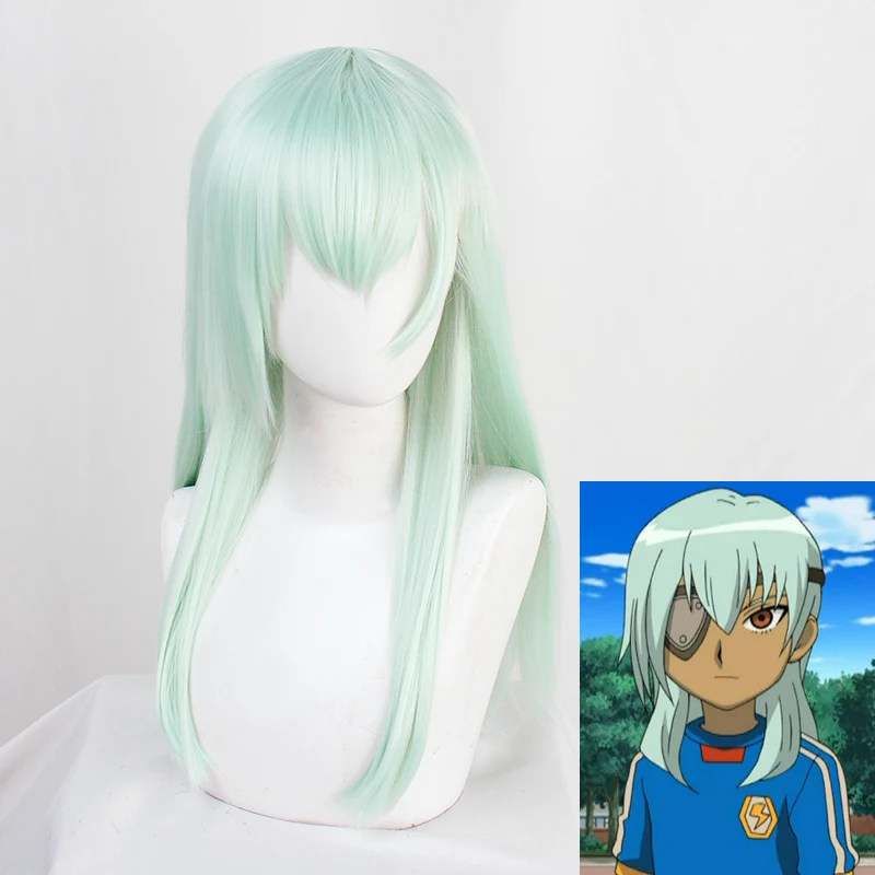 Jiro Sakuma Inazuma Eleven Go косплей парик длинные зеленые прямые волосы синтетическая