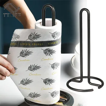 

Stainless Steel Kitchen Roll Paper Towel Holder Bathroom Tissue Stand Rose Gold Napkins Rack Home Kitchen Storage Accessories