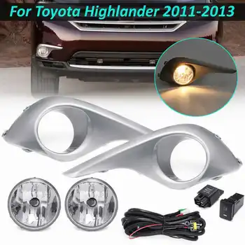 

2Pcs Car Fog Light For Toyota Highlander 2011 2012 2013 Cover Frame Kit Front Bumper Fog Lamp Driving Light With Switch Bulb