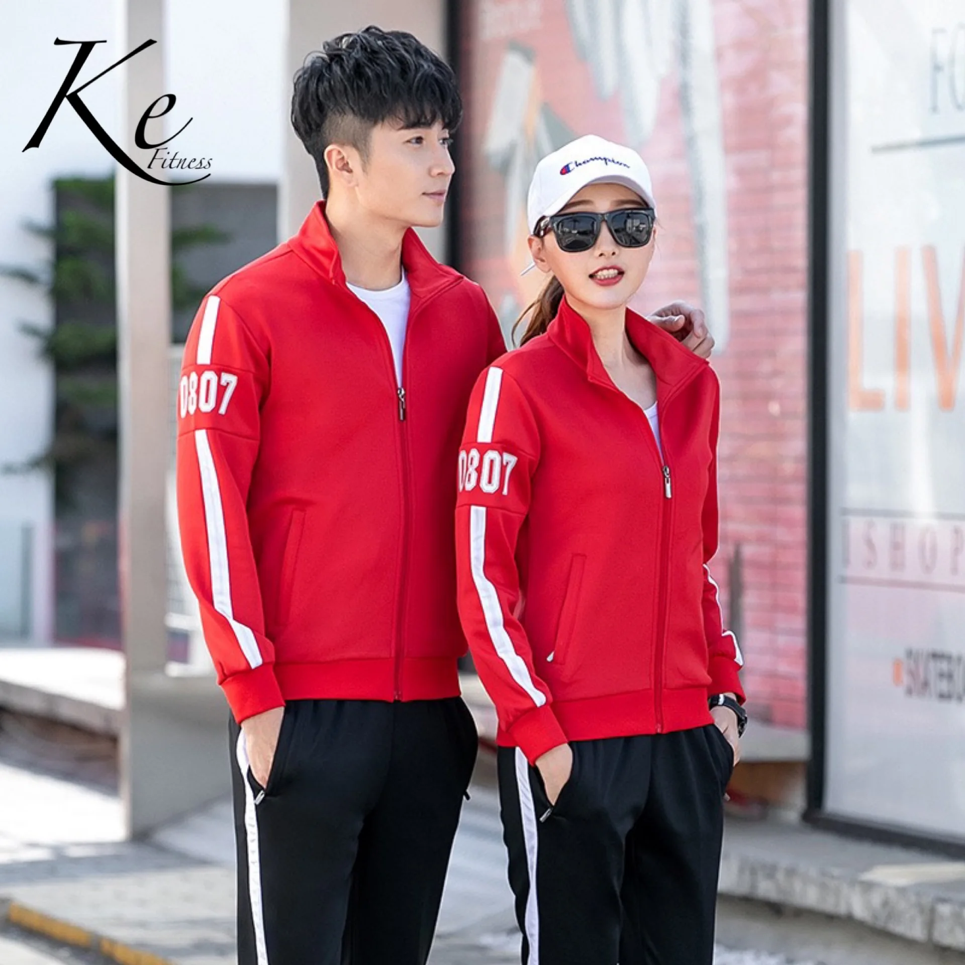 

KE Sportswear suit red men woman spring autumn new two-piece large size plus extra 6XL sportswear girls lovers wear tracksuit