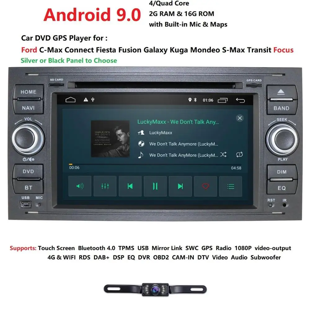 Авторадио 2 din Android 9 0 автомобильный dvd-плеер аудио для Ford Focus Fiesta S C Max Kuga mondeo 3 4
