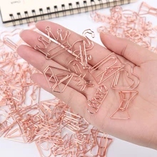 5 шт. милые закладки для моделирования любовь, скрепки для бумаги, школьные канцелярские принадлежности, металлическое покрытие, розовое золото, скрепки для бумаги, подарочные канцелярские принадлежности