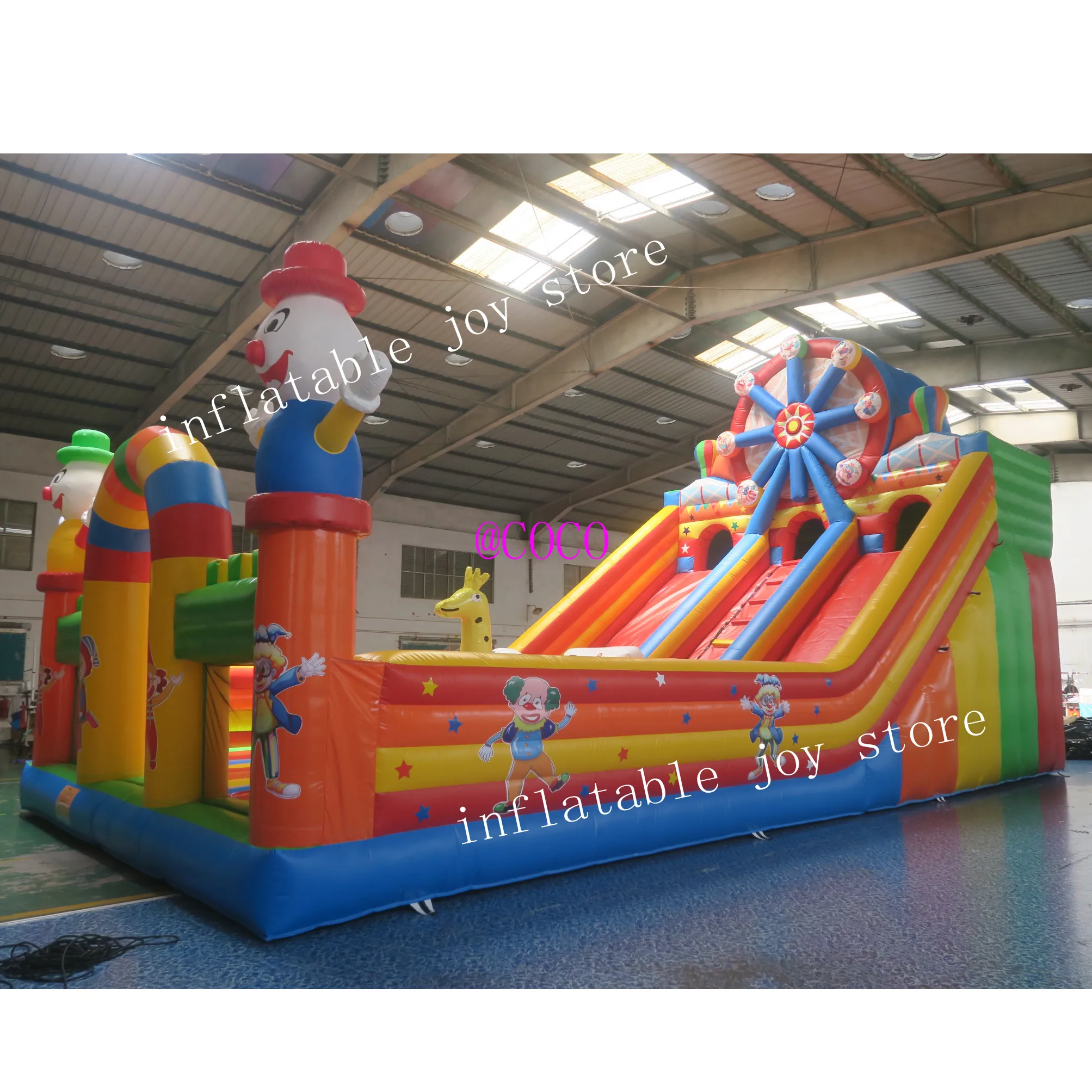sea shipment,Clown theme inflatable slide,commercial circus bouncy castle bouncer slide funny playground 5