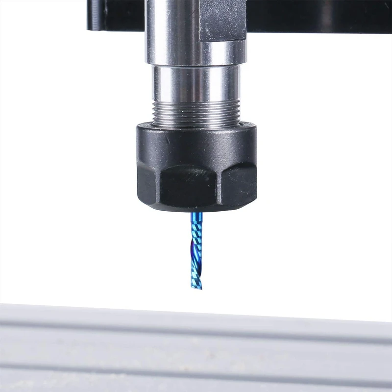 10Pcs Nano Blue Coat Flat Nose End Mill CNC Router Bits, 1/8 Inch Shank Spiral Upcut Single 1 Flute End Mill Set(3.175 X 17 X 38