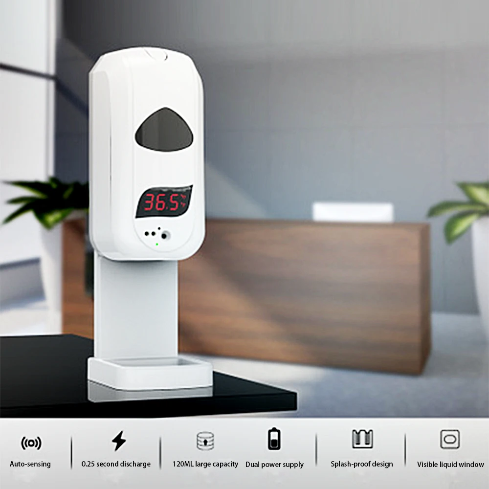 

2 In 1 Automatic Liquid Soap Dispenser Alarm Thermometer Sensor Digital Infrared Smart Foam Spray Touchless Sanitizing Machine