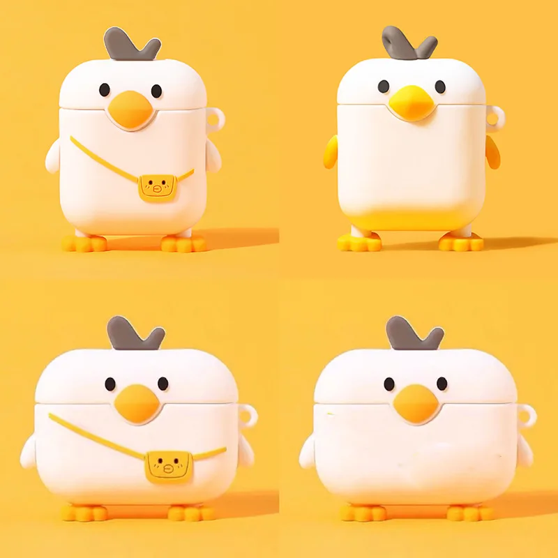 

3D Duck Cartoon Airpods Case Silicone Earphone Cover Earbuds Protective Case Airpods Accessories for Apple AirPods 1 2 3 Pro