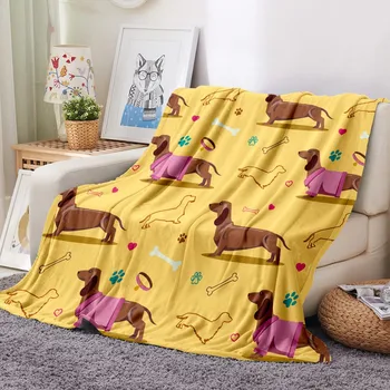 

Dachshund Flannel Fleece Blanket Cartoon Animals Plush Throw Blanket for Kid Adult Dog Puppy Thin Quilt Dropshipping Bed Cover