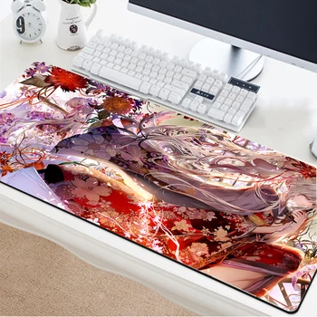 

Yuzuoan Diy Logo Large MousePad Pink Cherry Girl Stripe Bottom Non-slip Precision Lock Edge Durable PC Gaming Keyboard Pad 60x30