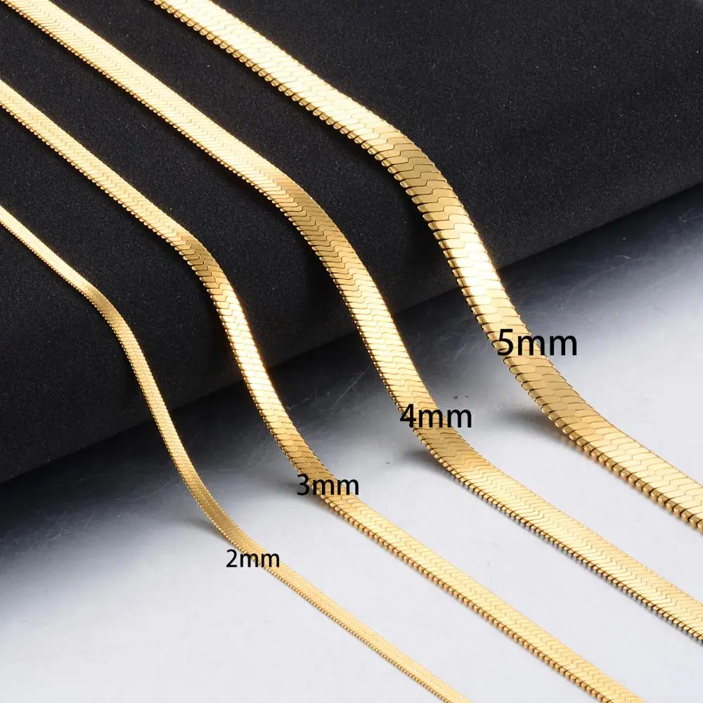 Width 3mm Stainless Steel Flat Necklace 