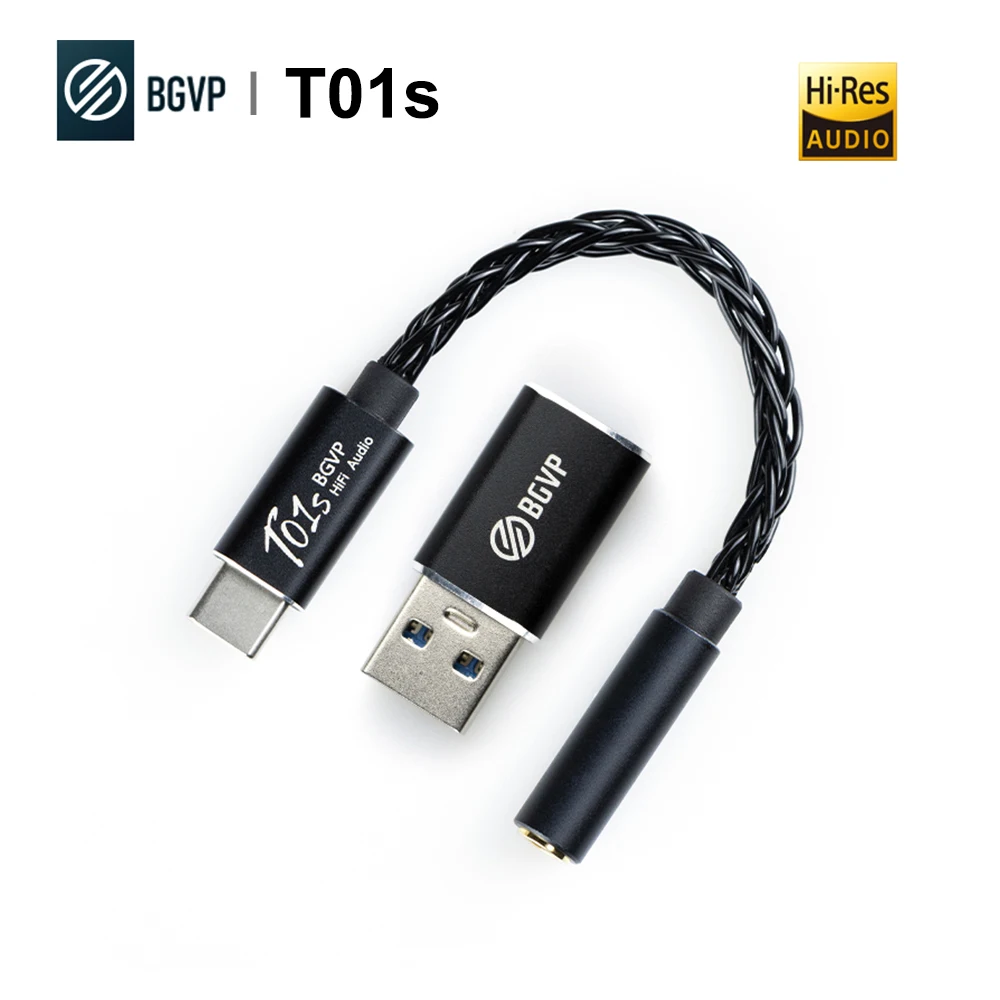 BGVP T01s USB DAC AMP Adapter Type-C/Lightning to 2.5/3.5/4.4mm Audio Cable Headphone Amplifier PCM384 for Android iOS PC