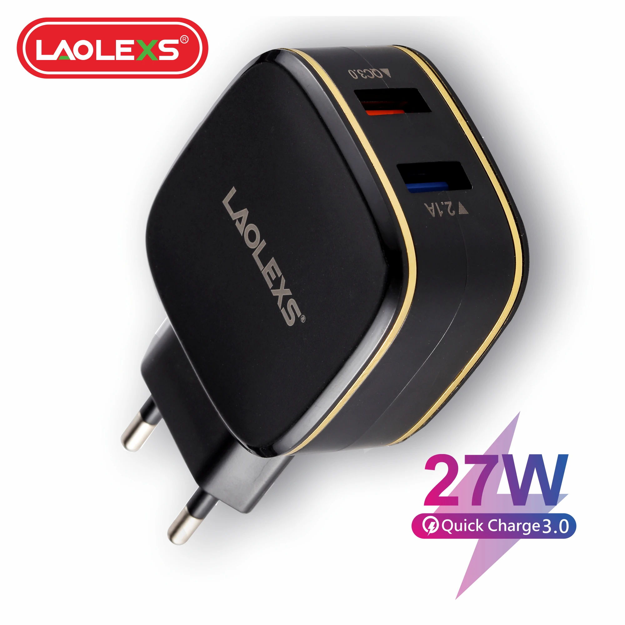 Зарядное устройство LAOLEXS сетевое с 2 USB портами и поддержкой быстрой зарядки 27/18